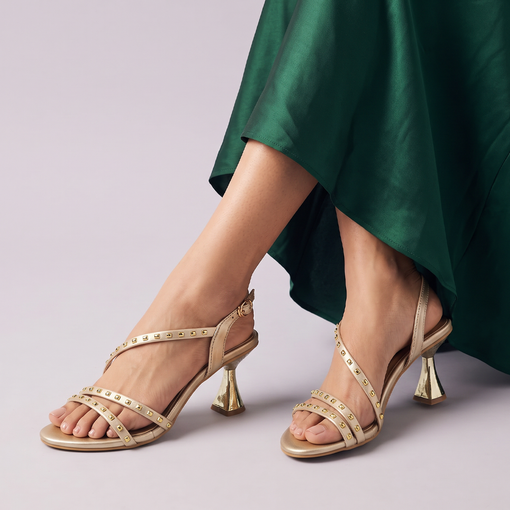 Studded Strappy Heel peach
