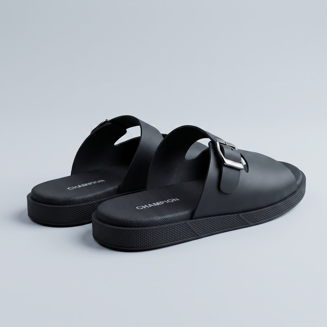 Buckle Slide Sandals black