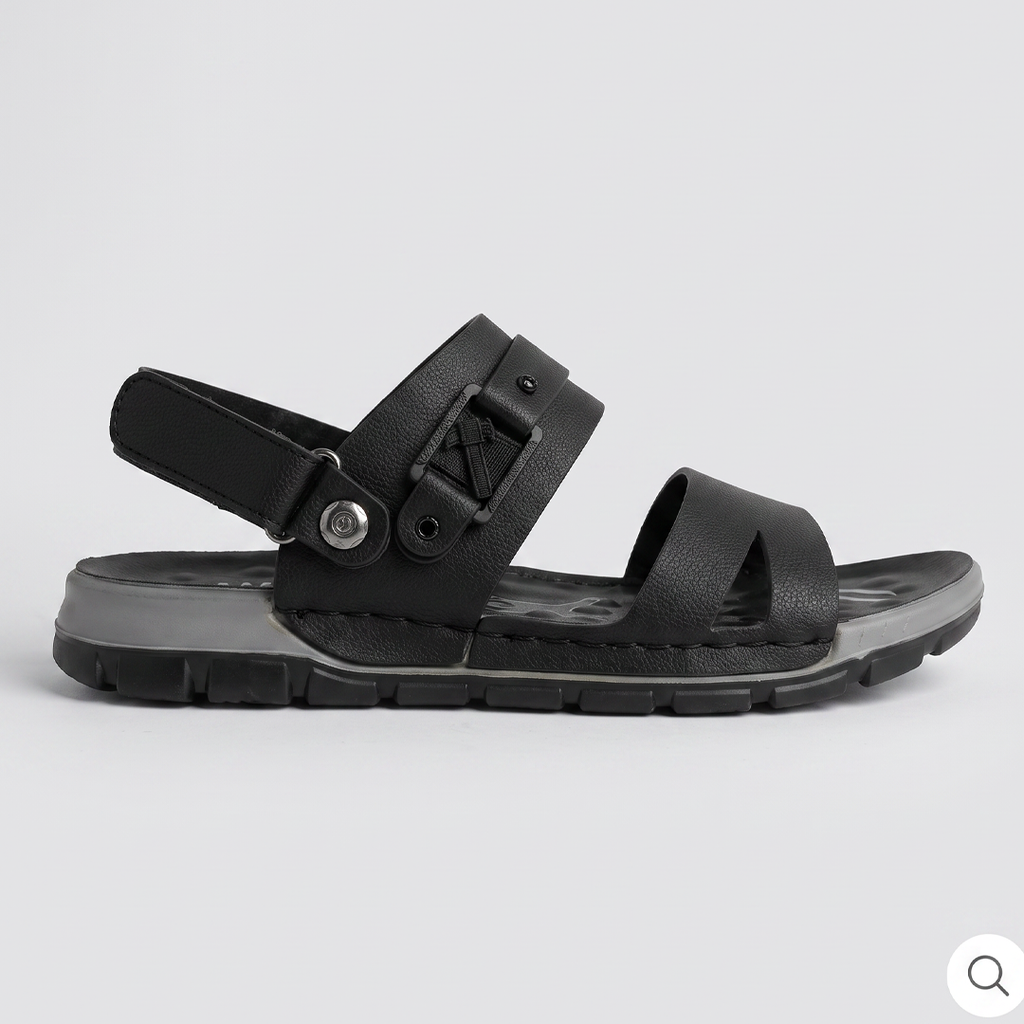 Cross Strap Sport Sandals Leather Black