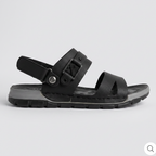 Cross Strap Sport Sandals Leather Black
