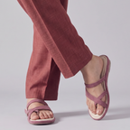Suede Toe Ring Flat Sandals pink