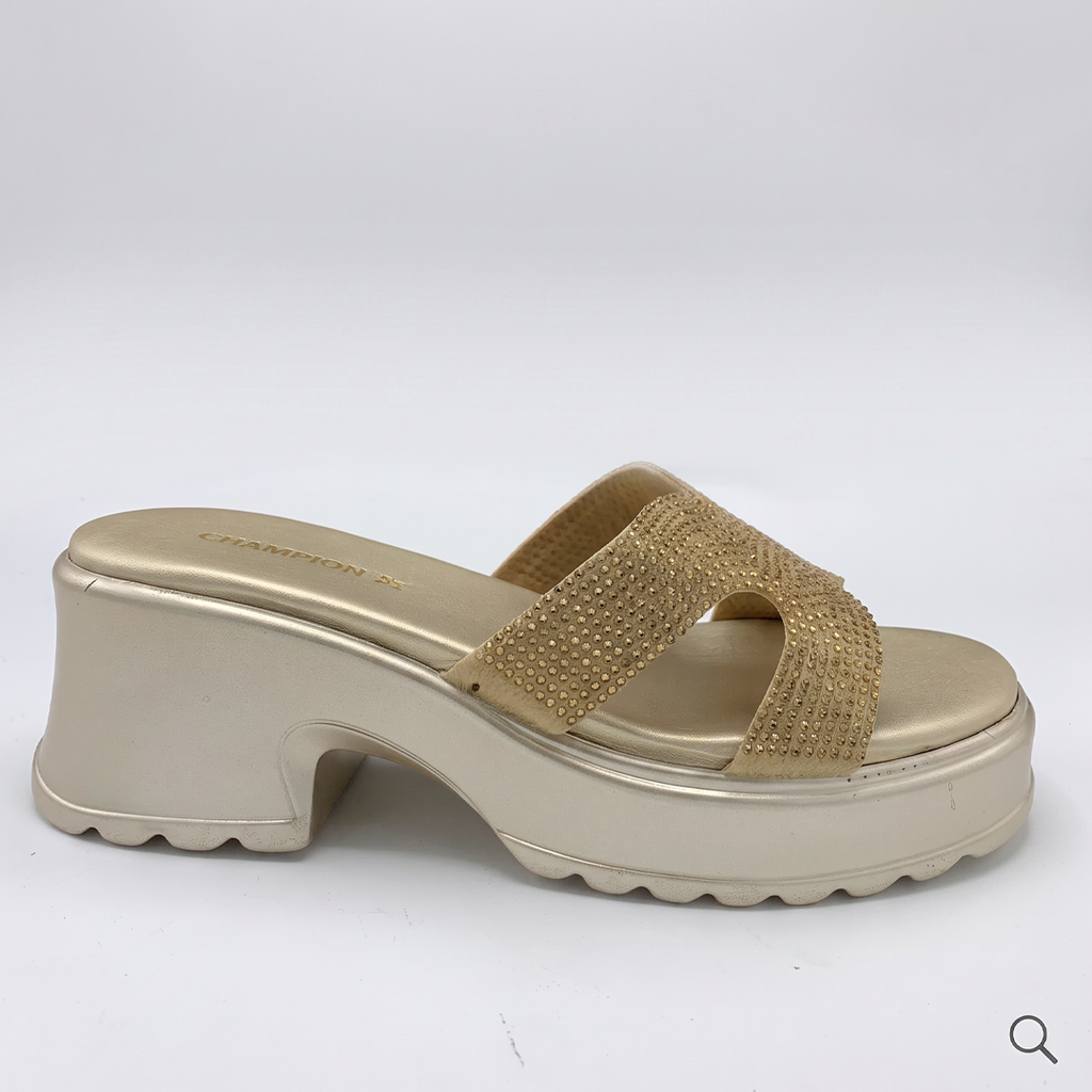 Rhinestone Crossover Heels gold