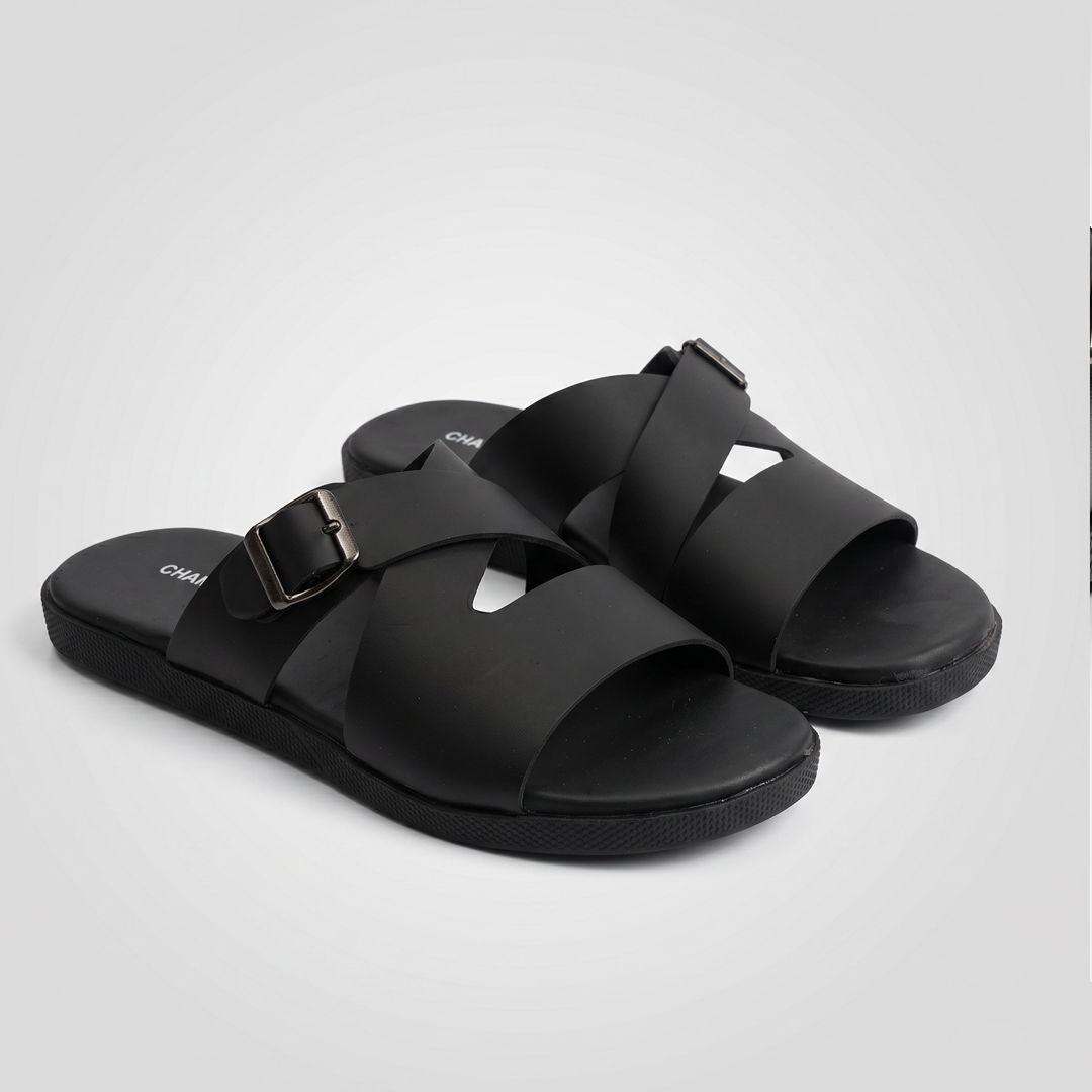 Olive Crossover Buckle Sandals black