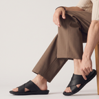 Cross Over Slide Sandals black