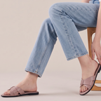 Woven Cross Strap Slides pink