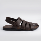 Woven Fisherman Sandals Men's Brown Leather
