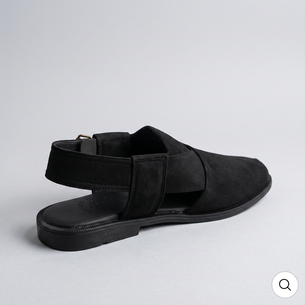 Peshawari Suede Sandals Black