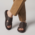 Cross Over Slide Sandals brown