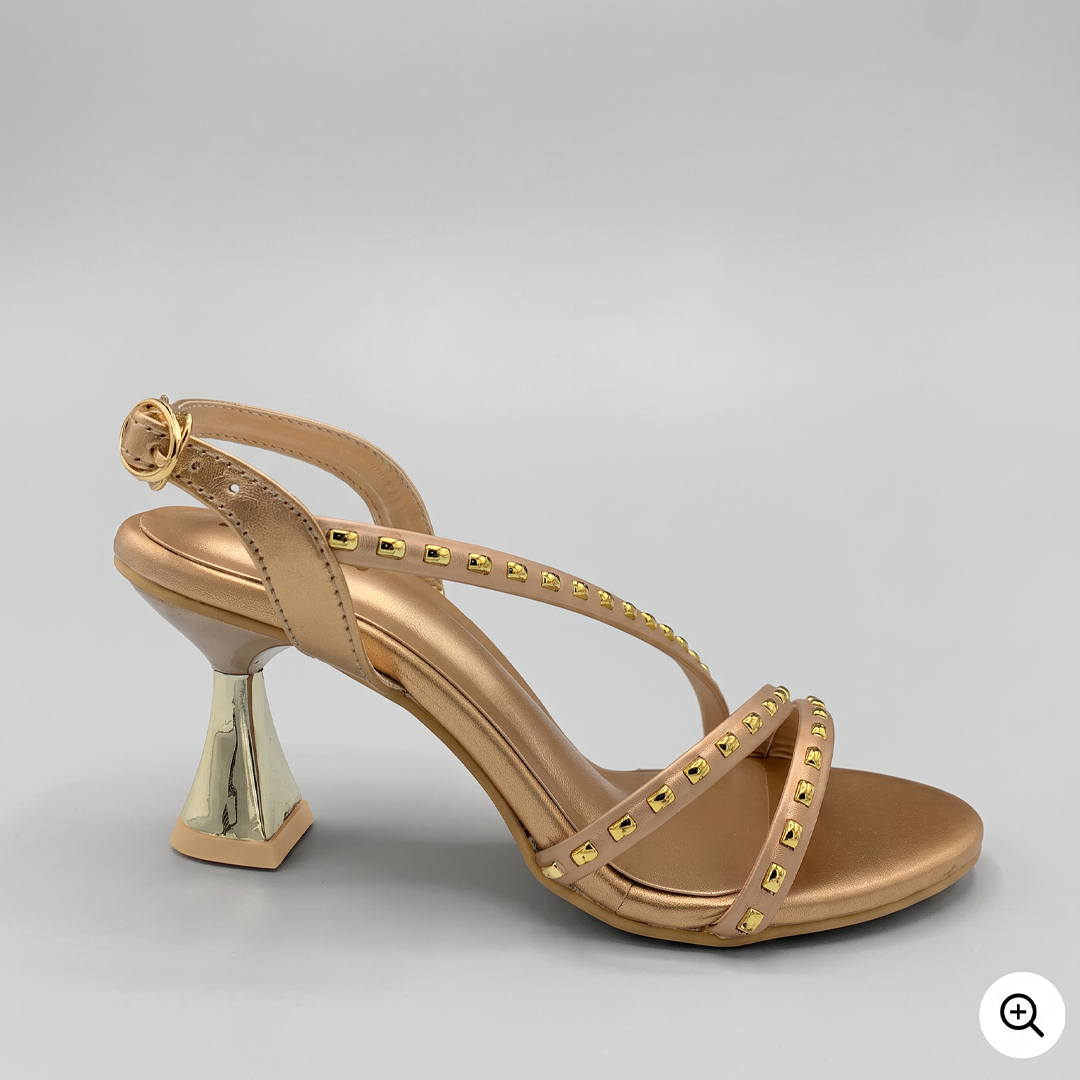 Studded Strappy Heel gold