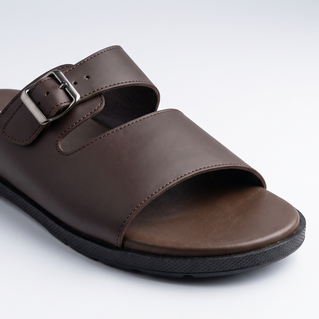 Buckle Slide Sandals brown