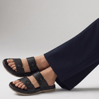 Textured Double Strap Sandal black