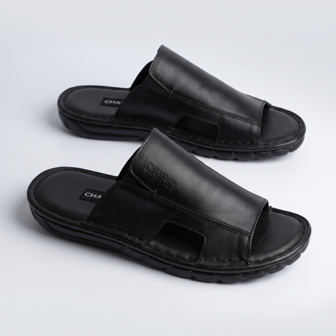 Slide Sandals Leather Black