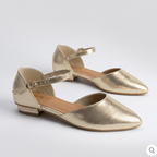 Pointed Toe Ankle Strap Flats peach