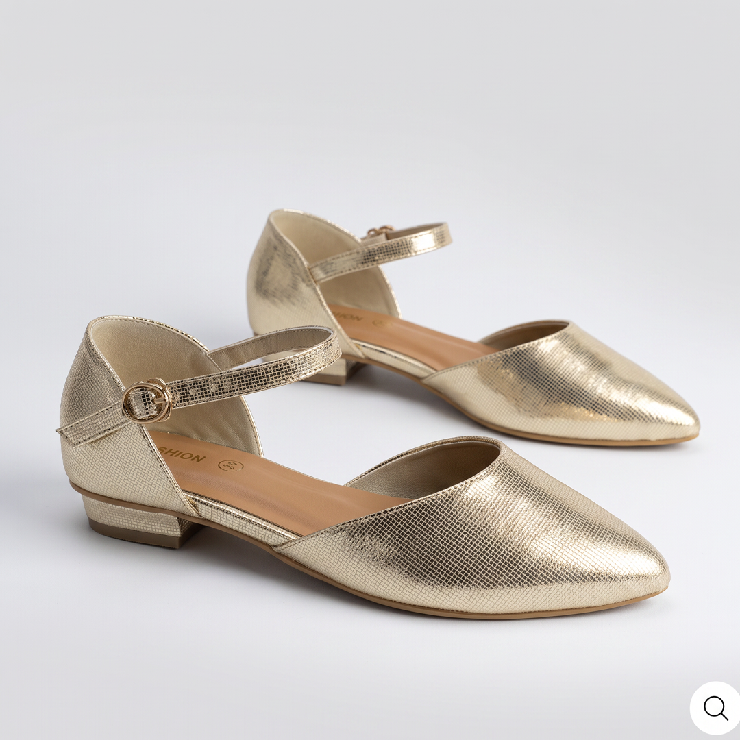Pointed Toe Ankle Strap Flats peach