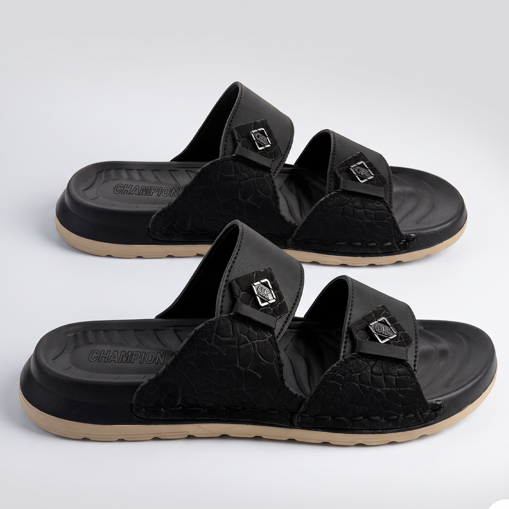 Textured Double Strap Sandal black