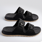 Textured Double Strap Sandal black