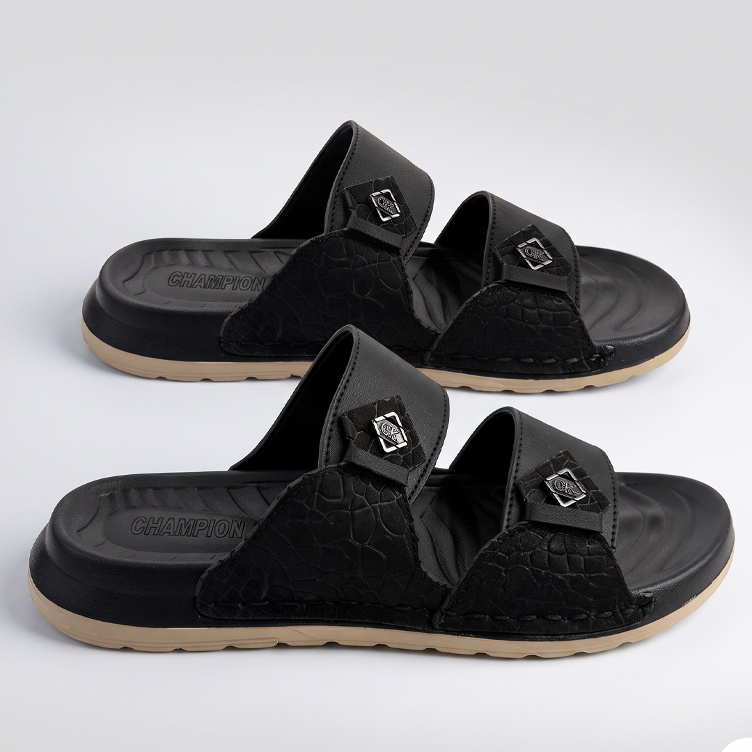 Textured Double Strap Sandal black