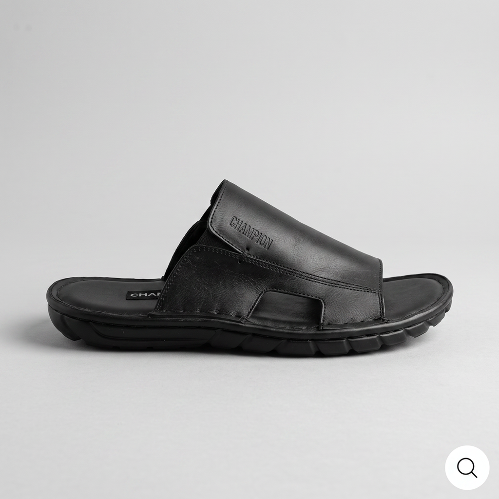 Slide Sandals Leather Black