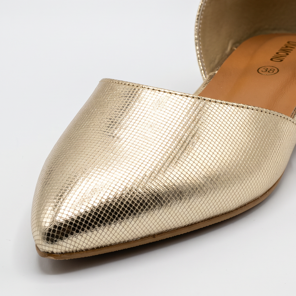 Pointed Toe Ankle Strap Flats peach