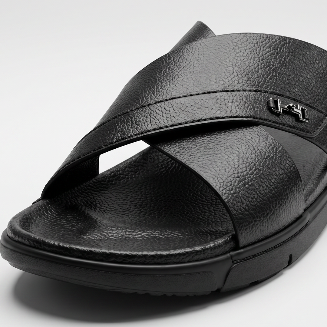 Crossover Slide Sandals black