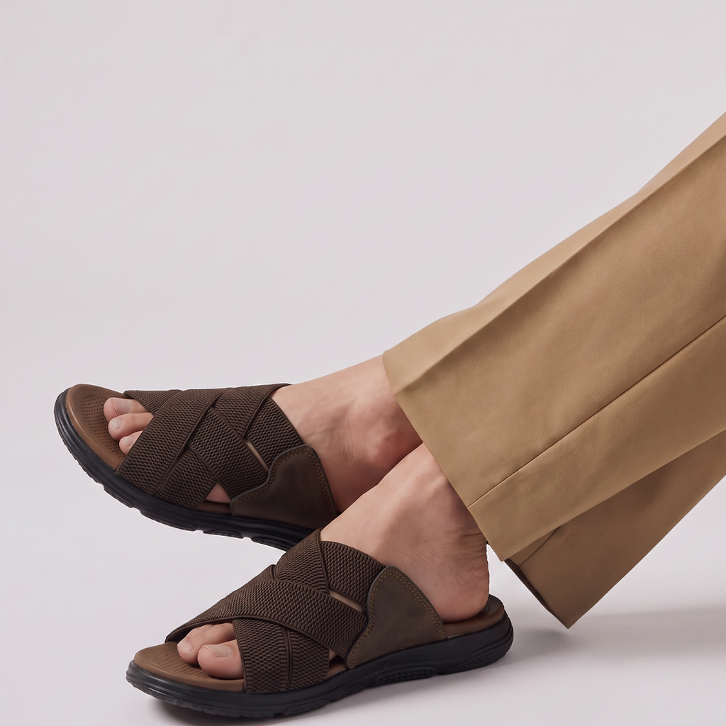 Comfort Cross Strap Sandals brown