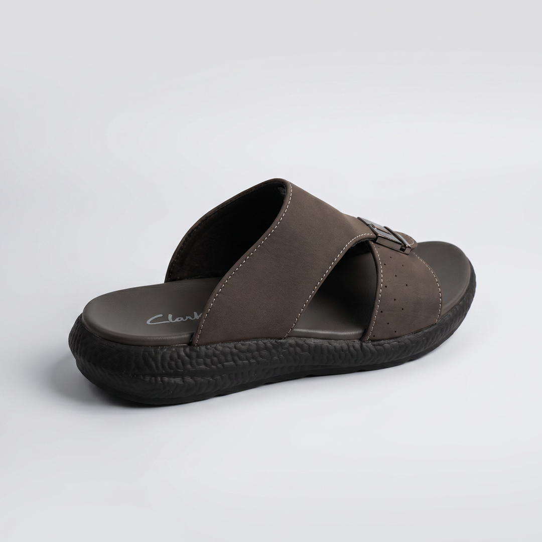 Textured Buckle Slides grey