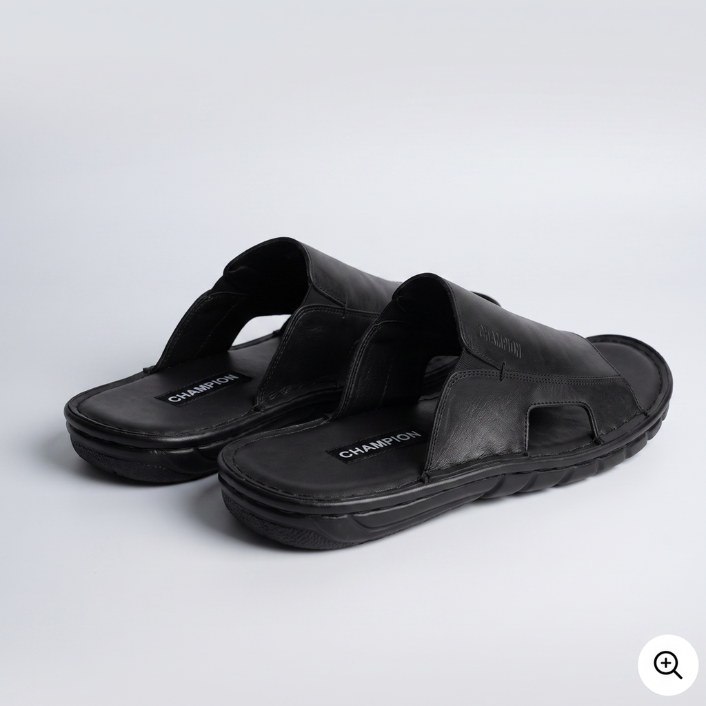 Slide Sandals Leather Black
