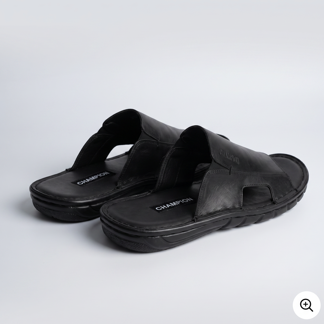 Slide Sandals Leather Black