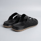 Textured Double Strap Sandal black
