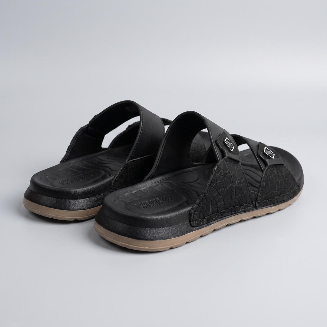 Textured Double Strap Sandal black