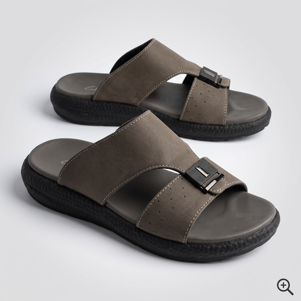 Textured Buckle Slides grey