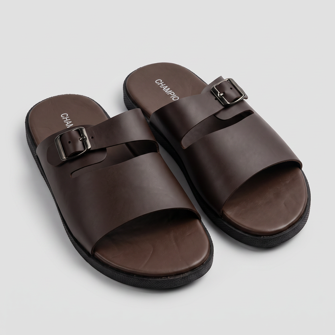 Buckle Slide Sandals brown