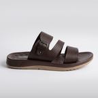 Triple Strap Buckle Slides brown