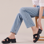 Rhinestone Crossover Heels black