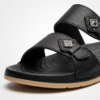 Textured Double Strap Sandal black