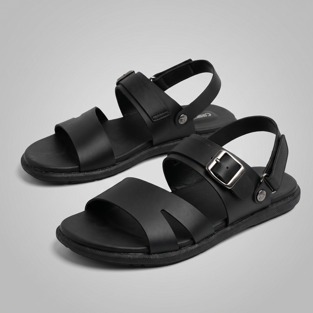 Classic Strap Buckle Sandals black