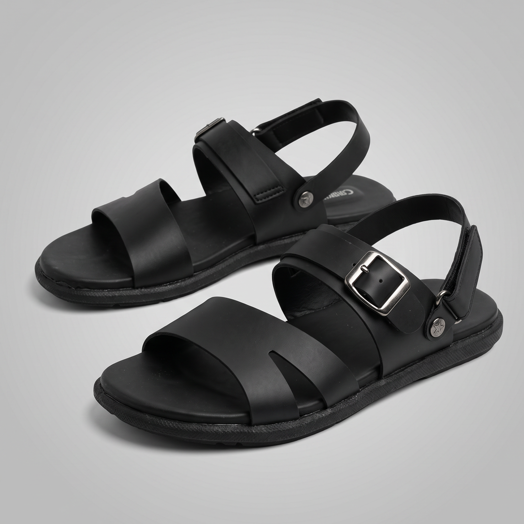 Classic Strap Buckle Sandals black