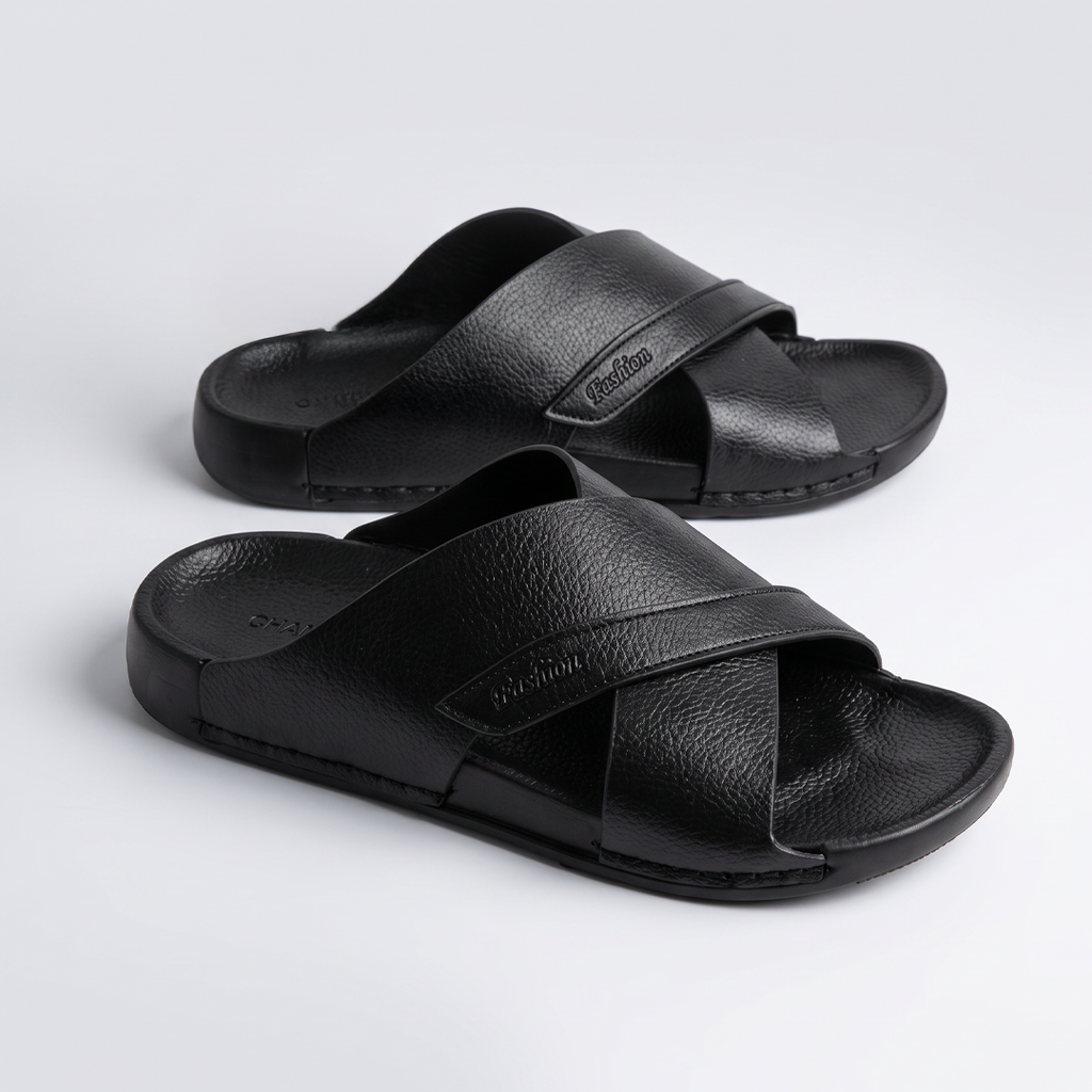 Crossover Slide Sandals black