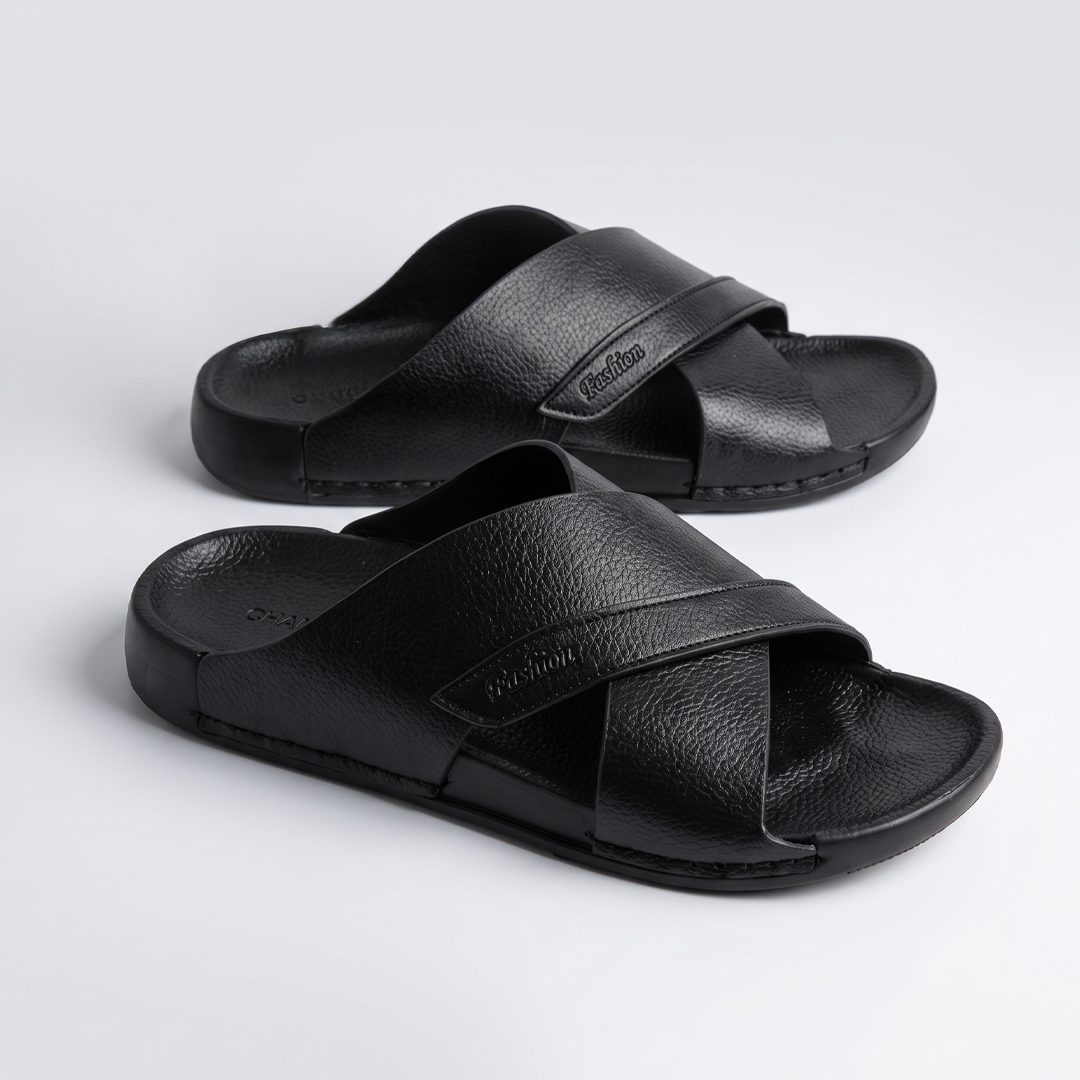 Crossover Slide Sandals black