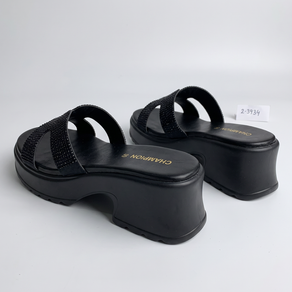 Rhinestone Crossover Heels black