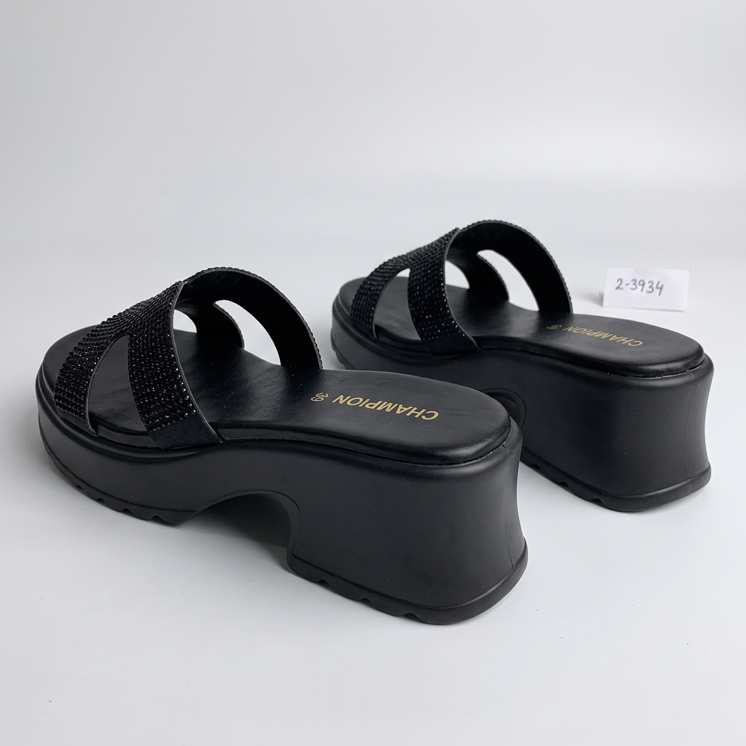 Rhinestone Crossover Heels black