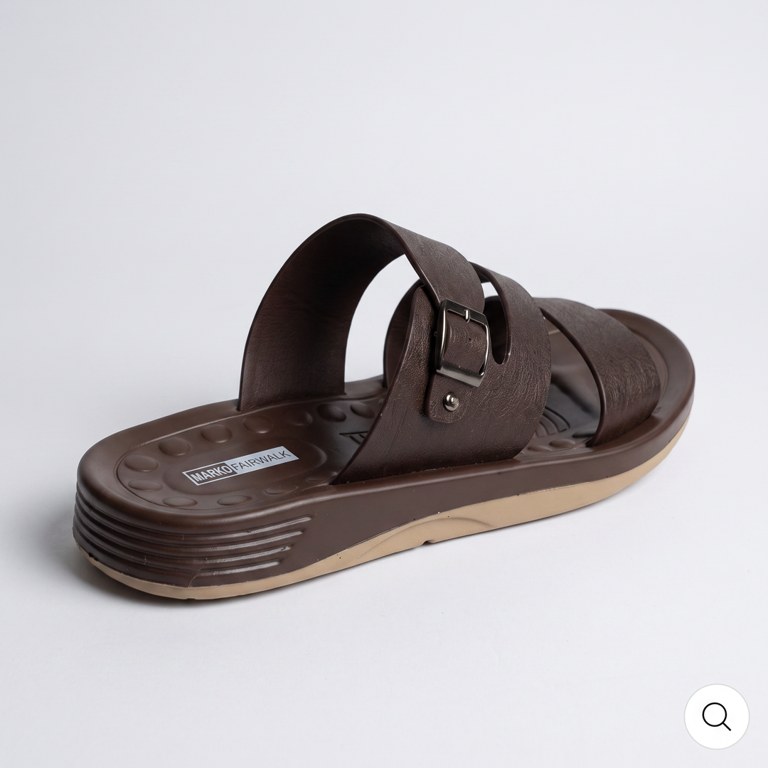 Triple Strap Buckle Slides brown