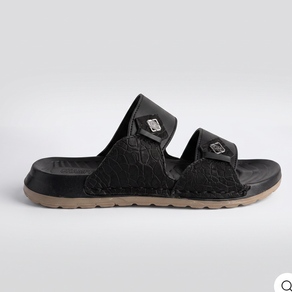 Textured Double Strap Sandal black