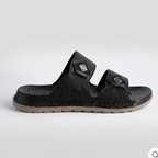 Textured Double Strap Sandal black