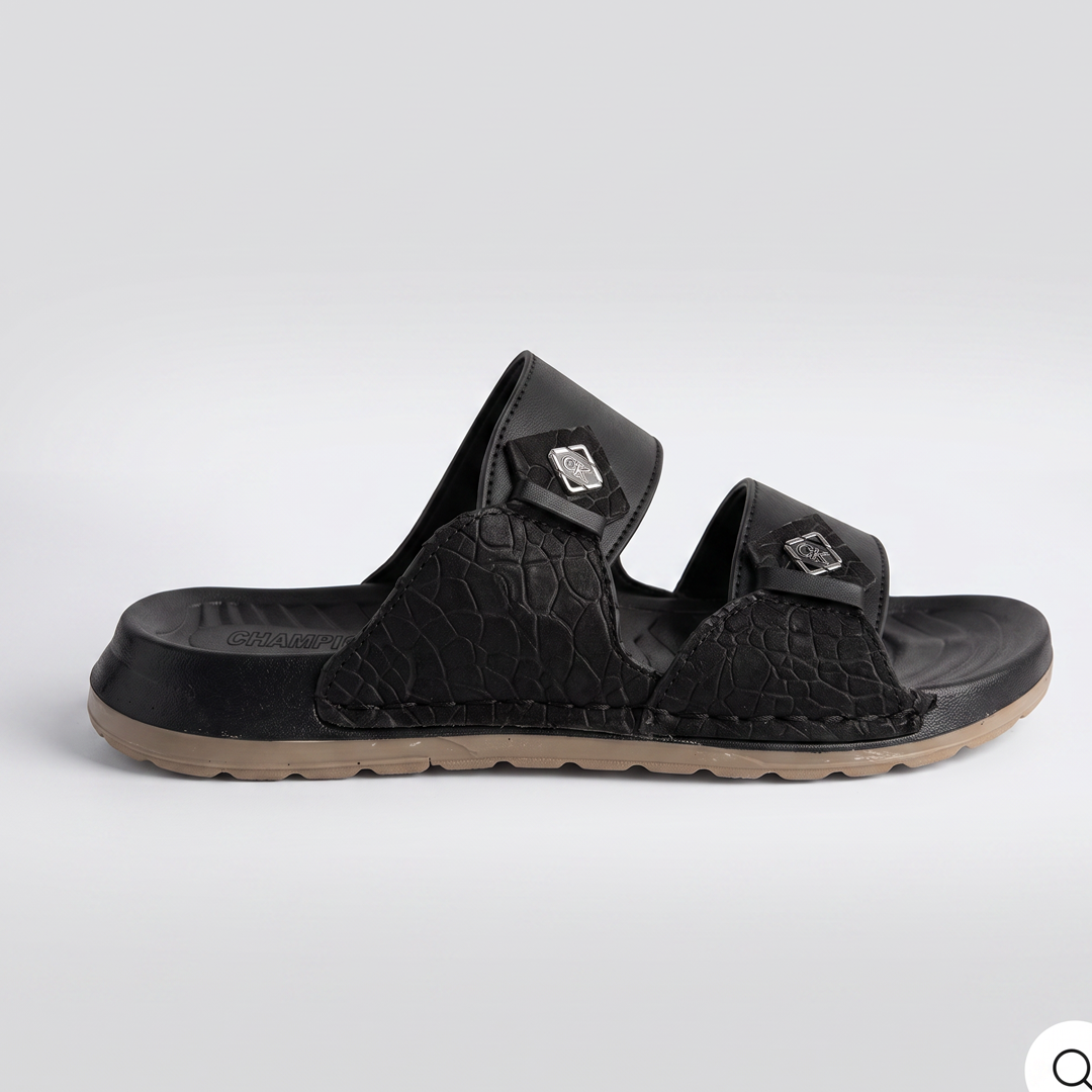 Textured Double Strap Sandal black