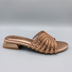 Embellished Low Heel Sandals gold