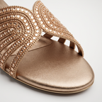 Embellished Low Heel Sandals gold