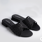 Embellished Low Heel Sandals black