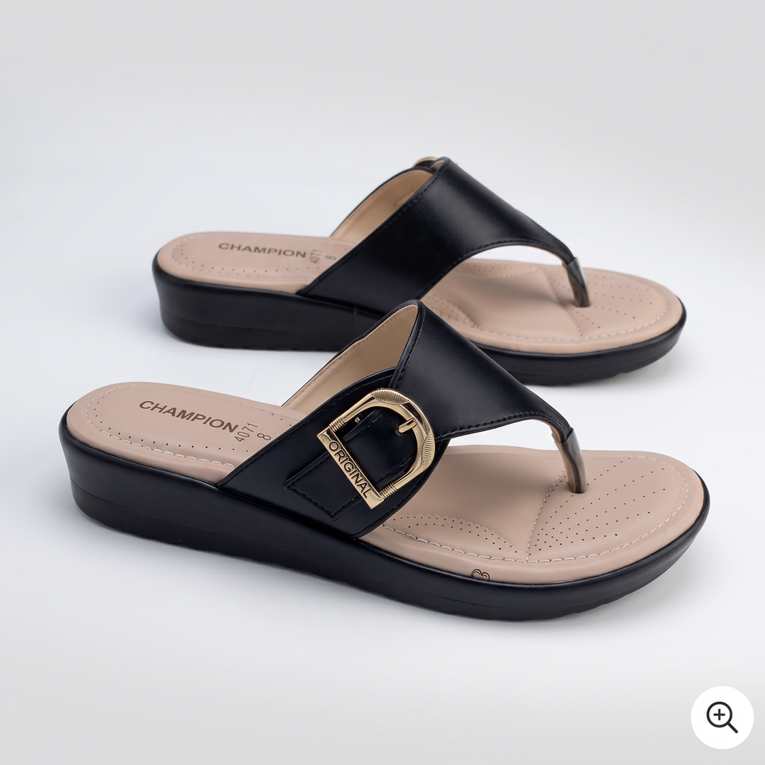 Wedge Thong Sandals black