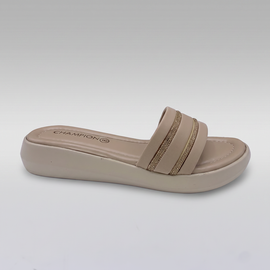 Studded Strap Slides gold
